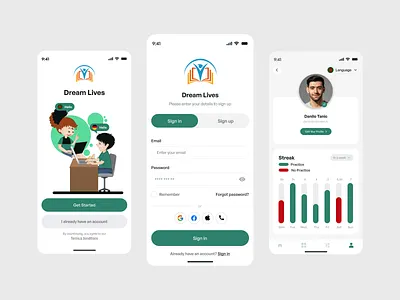 Child Education App Onboarding, Login & Profile screen android app app design application clean course e learning education ios iphone mobile app mobile application design mobile design mobile ui modern design online class online school school ui ux ux