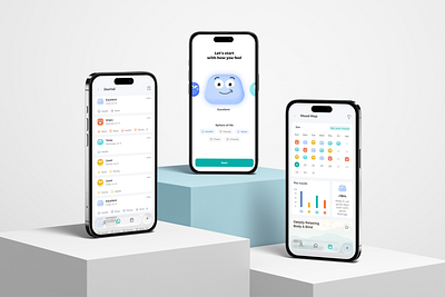 Track Your Emotions clean designinspiration emotionalwellness freelancedesigner mentalhealthapp mobileappdesign modern moodtracker userexperience wellnessapp