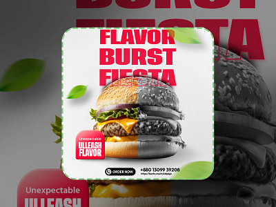 Burger : Social Media Post Design v3 branding design graphic design illustration newpost posterdesing productdesign socialmediadesign socialmediapostdesign