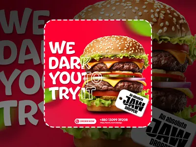 Burger : Social Media Post Design v4 branding design graphic design illustration newpost posterdesing productdesign socialmediadesign socialmediapostdesign