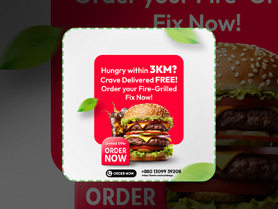 Burger : Social Media Post Design v5 branding design graphic design illustration newpost posterdesing productdesign socialmediadesign socialmediapostdesign