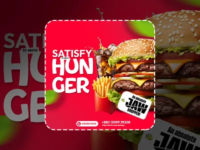 Burger : Social Media Post Design v5 branding design graphic design illustration newpost posterdesing productdesign socialmediadesign socialmediapostdesign