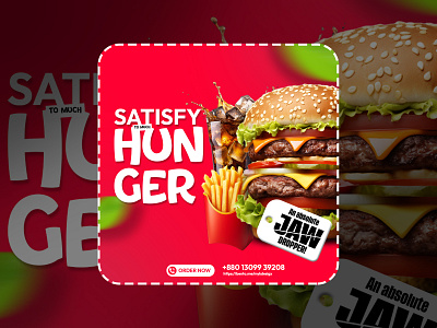 Burger : Social Media Post Design v5 branding design graphic design illustration newpost posterdesing productdesign socialmediadesign socialmediapostdesign