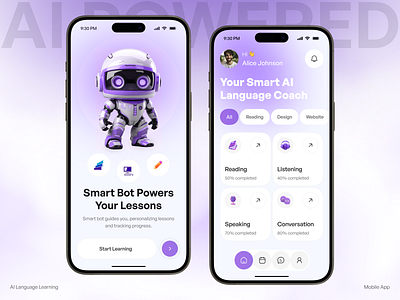 AI Language Learning App – Speak Smarter, Learn Faster ai app ai language learning app app design edtech design education education app elearning app ios language app language learning learning app mobile mobile app online courses