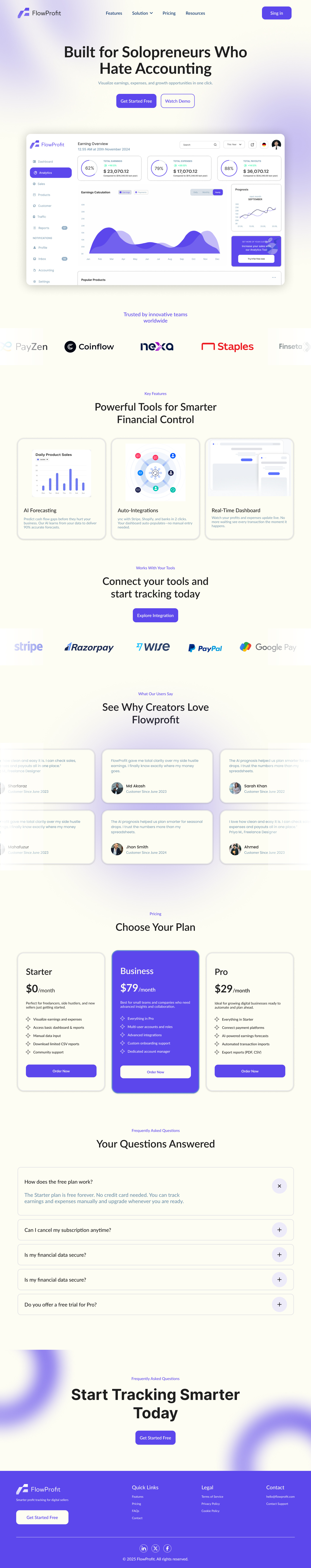 FlowProfit - Modern SaaS Dashboard Design user experience
