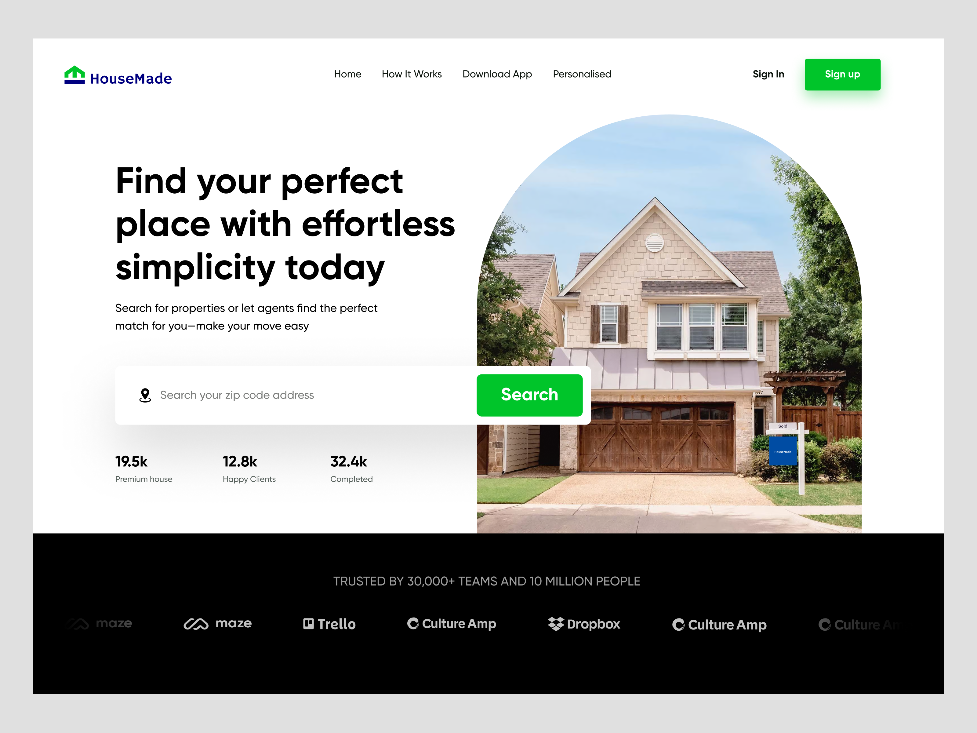 Example of House Made- Real estate website design