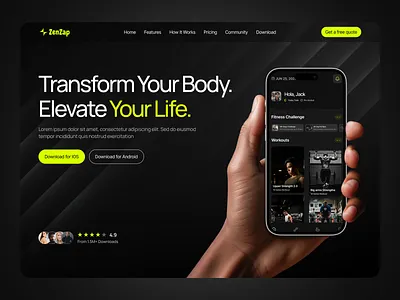 Get Fit with Smart Tracking app landing page branding clean design fitness health care landing page minimal mobile app skin care ui web design website