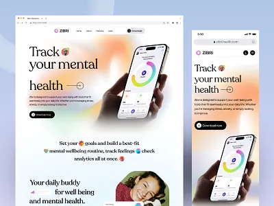 ZIBRI — Mental Health & Wellbeing Website Design | UI/UX Design calm ui figma design healthcare app healthcare web design landing page mental health mental wellness ux mentalfitness web mindfulness mood tracker ui selfcare website therapy uiux design web design website website design wellbeing web design wellness website