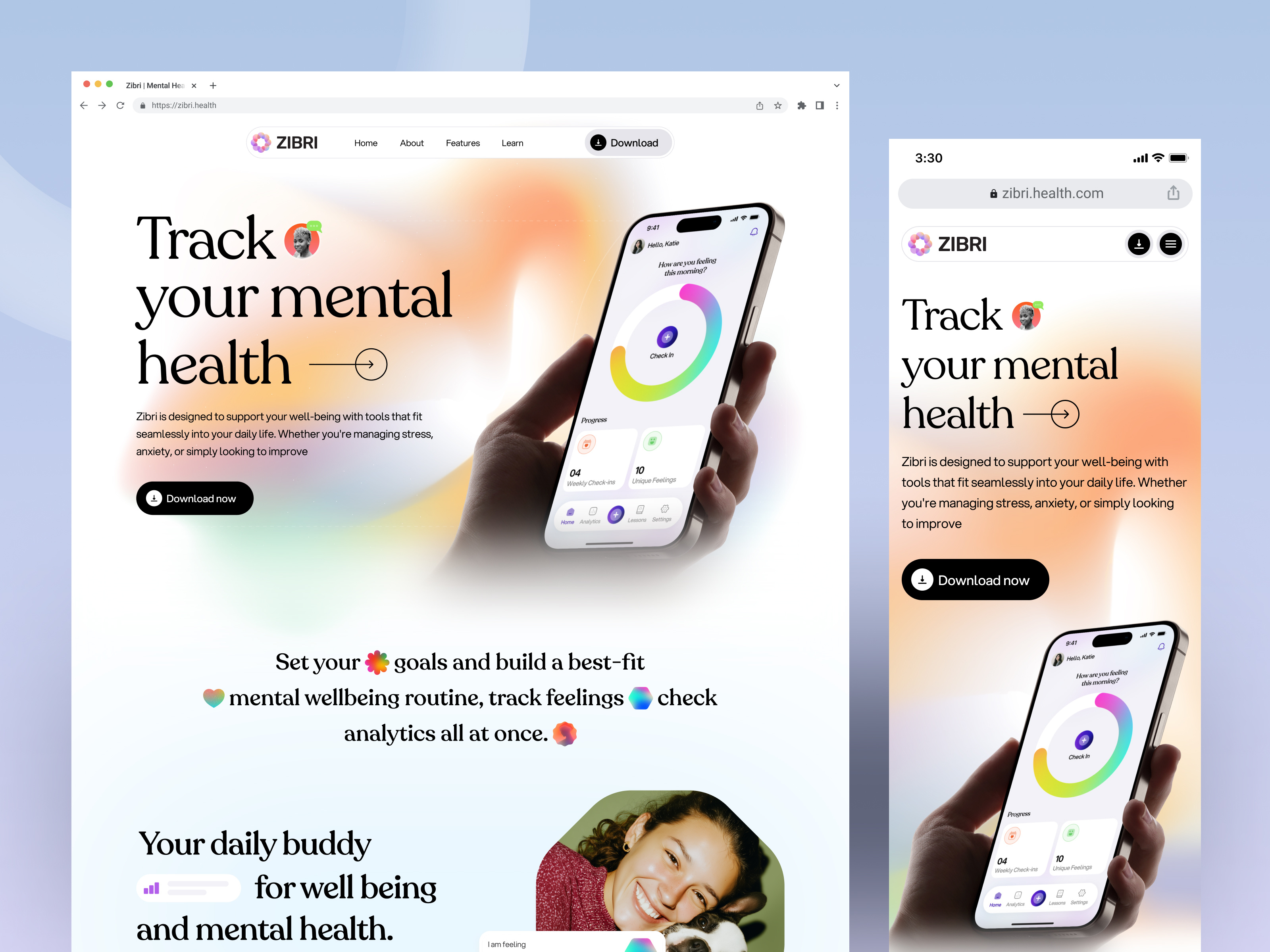 ZIBRI — Mental Health & Wellbeing Website Design | UI/UX Design calm ui figma design healthcare app healthcare web design landing page mental health mental wellness ux mentalfitness web mindfulness mood tracker ui selfcare website therapy uiux design web design website website design wellbeing web design wellness website