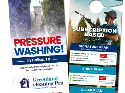 Pressure Washing & Gutter Cleaning Door Hanger Template Canva canva door hanger door hanger door hanger design door hanger template pressure wash pressure wash door hanger