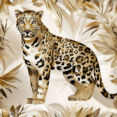 Golden Jungle Majesty – Elegant Leopard Print Artwork