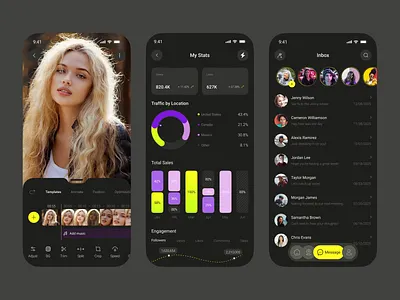 Social Media Video App - UI Concept instagram ios messenger mobile app mobile app design mobile app ui mobile social app platform product design short videos snapchat social app social media app social network streaming app streaming service ui interface video app video editor video service app