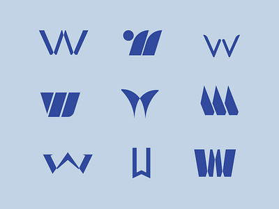 W iterations branding butterfly logo mark midcentury personal identity triangles w