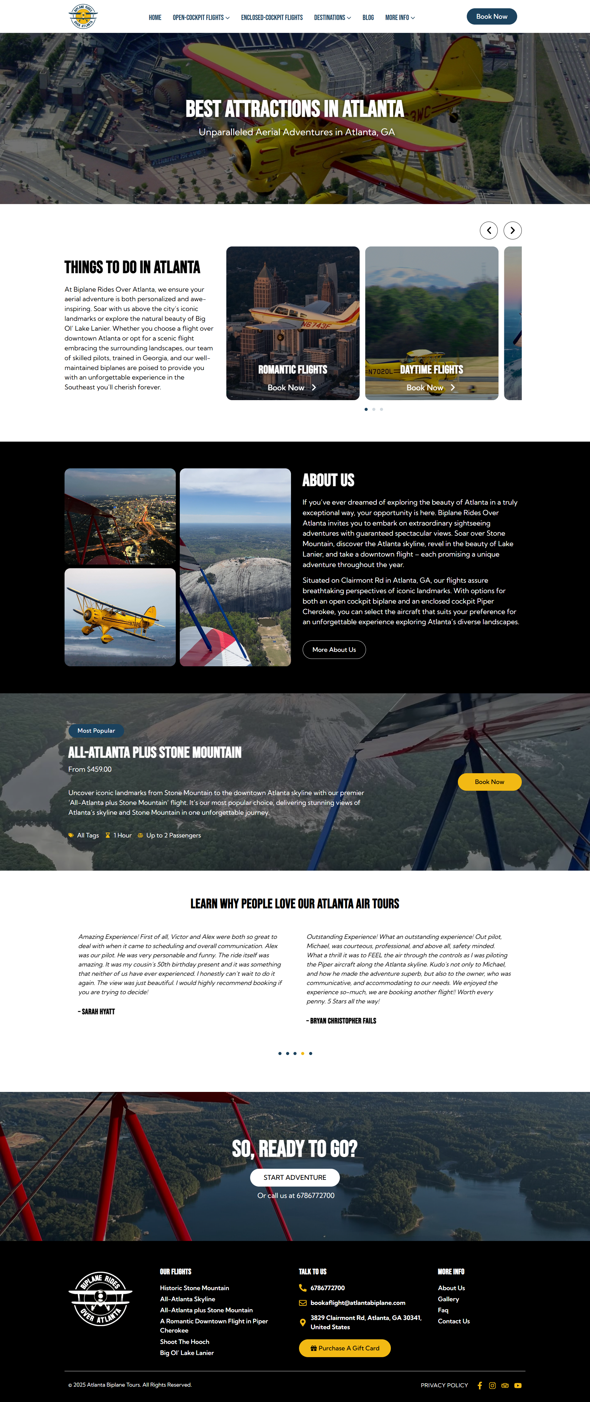 Biplane Rides Over Atlanta design logo ui web website website design website development