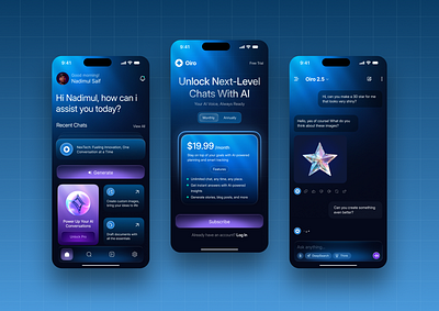 Oiro AI – Next-Gen ChatAI-Inspired Mobile UI aichatapp aiui appinterface chatgptdesign darkmodeui darkui futuristicui mobileappdesign productdesign ui ui design ui ux design uiuxdesign ux visualdesign