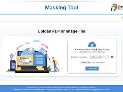 🛡️ Masking Tool – GovTech UI/UX Design aadhaar masking ui accessibility design admin tool ui case study data privacy digital india project document masking drag and drop upload figma design government dashboard govtech ux internal tools minimal interface national informatics centre privacy compliance python backend react ui secure design uiux design web app design