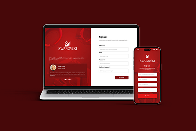 A Ruby-Red Welcome: Swarovski Store Sign-Up Redesign branding cleandesign colortheory designshowcase ecommercedesign figma graphic design jewelrydesign luxurydesign modernui redesign ui webdesign