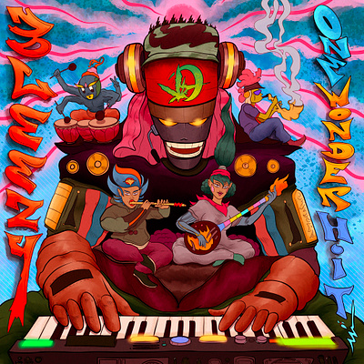 "One Wonder Hit" art branding color pencil cover design draw dream fantasy illustration manga music musicians scene scifi surrealism water ink