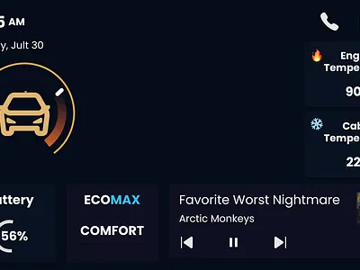 Day 34 Smart Car Dashboard UI – Dark Mode Automotive Interface daily ui dailyui ui