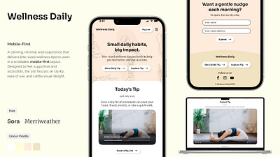 Wellness Daily - Mobile First Design accessibility light mobile first react responsive ui ux video web app web design