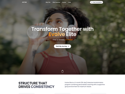 FITTR Evolve Elite+ Landing Page Design elite evolve fitness fittr graphic design gym health landingpage nutrition sleek training transform workout