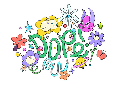 Dope Lettering abstract cartoon character concept design illustration print zutto
