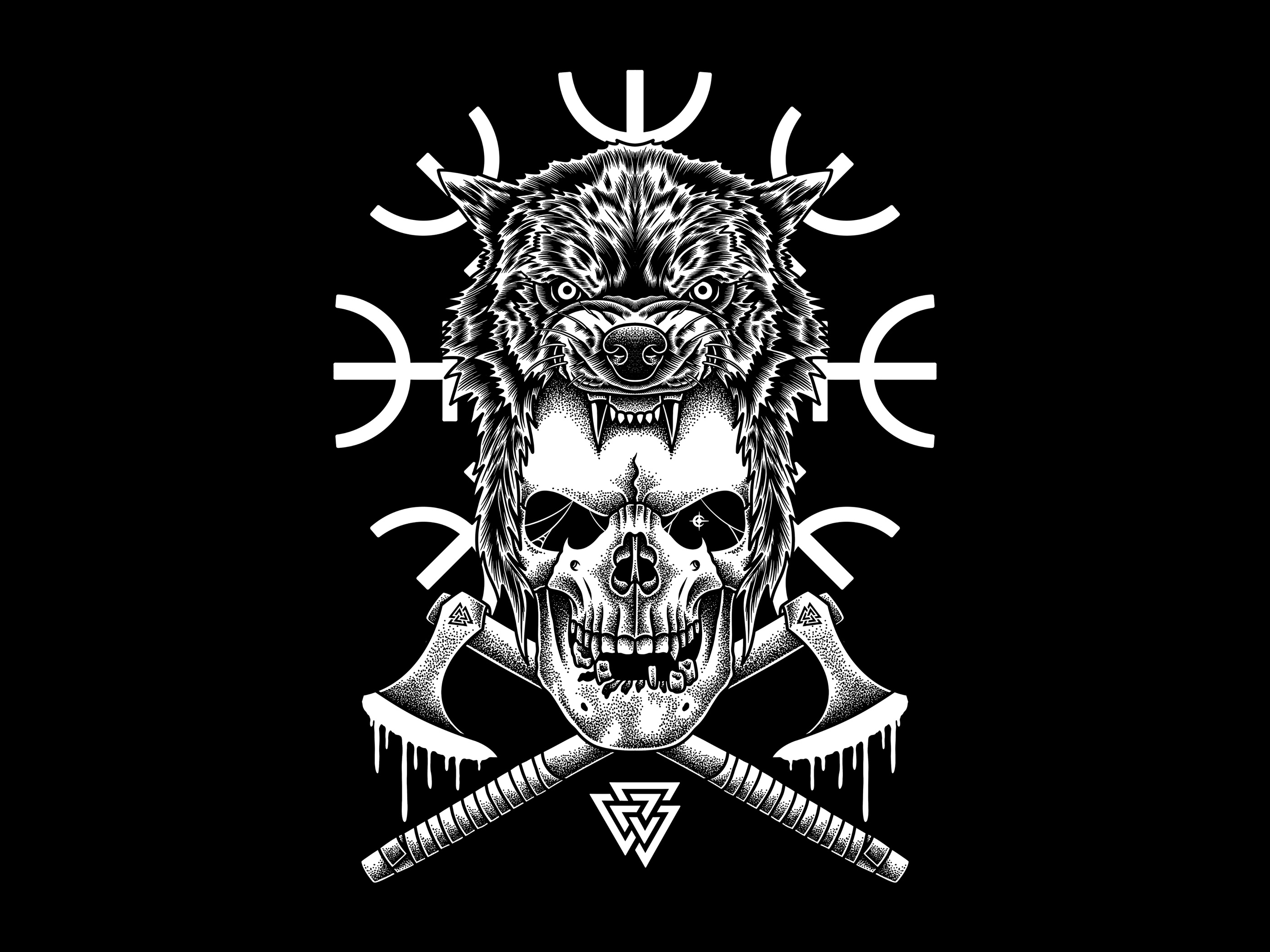 Ulfhednar apparel artwork clothing darkart digitalart dotwork drawing illustration pointillism stippling tshirt design