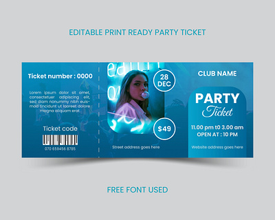 party ticket design in modern style abstract design attractive ticket design branding club creative design entry slip design event ticket gate pass graphic design illustration modern ticket design party ticket print media design stylish ticket design unique vector