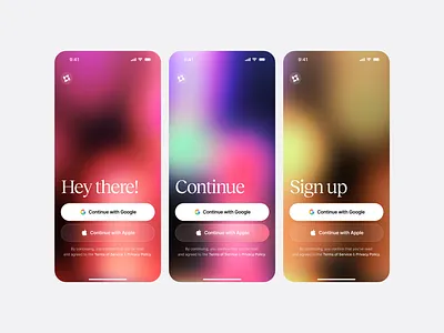 Onboarding Gradients app apple create account google gradient ios log in product design sign up ui ui design