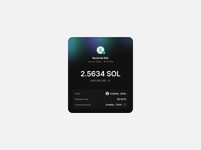 Recieved Solana drawer UI app design blockchain crypto dapp drawer ios app product design solana ui ui design web3