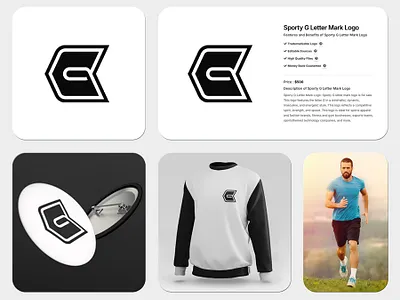 Sporty G Letter Mark Logo apparel cool fashion fitness g gym identity letter masculine modern sport typography
