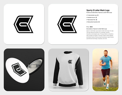 Sporty G Letter Mark Logo apparel cool fashion fitness g gym identity letter masculine modern sport typography