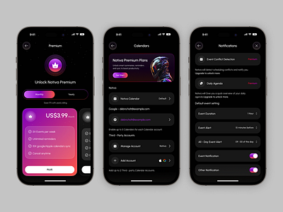 Subscription | AI-Powered Scheduling Assistant mobile app aiapp app app design cleandesign darkmodeui design figmadesign iosapp mobile mobile app mobile app design mobiledesign pricingpage productivityapp schedulingapp smartplanner subscriptionui ui uxuidesign