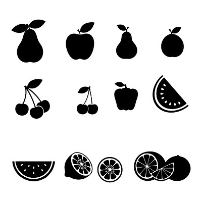 Assorted Fruit Silhouette Collection. set