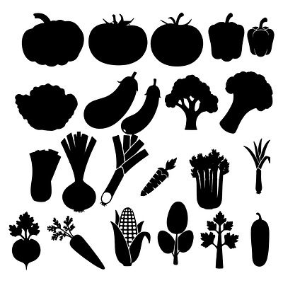 A Bounty of Black and White Vegetables clip art
