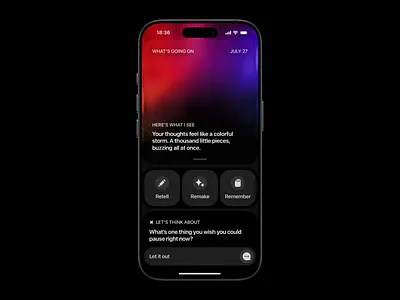 AI Mood Assistant App ai app clean dark design glass mental mobile mood motion graphics ui