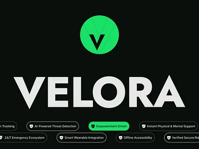 Velora | An Intelligent Safety System for Women branding graphic design logo ui