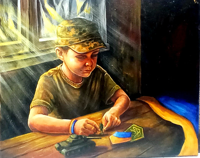 Original Painting – Ukrainian War Art – Emotional Child Life art child hand painted handmade kid paint painting ukraine war