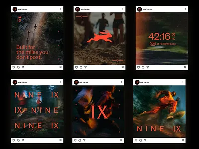 Nine Run Club Logo Brand Visual Identity branding design graphic design green hare icon identity illustration jackelope logo mark motion rabbit red run runner running social vector visual