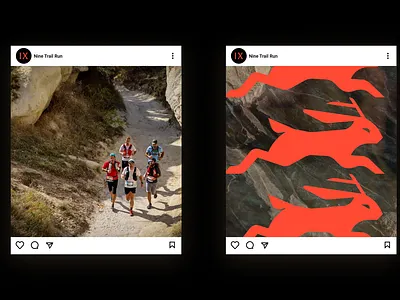 Nine Run Club Logos branding design geometric graphic design icon jackelope logo mark rabbit red run run club running running club vector