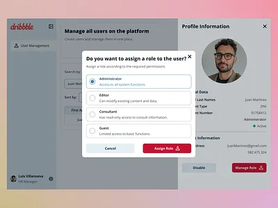 Role Management Dashboard UI — Permission Assignment Flow adminpanel dashboardui design figma figmadesign permissionflow rolemanagement saasui ui uidesign uxdesign uxpatterns