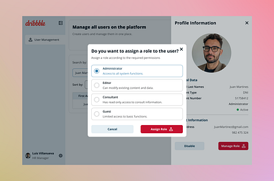 Role Management Dashboard UI — Permission Assignment Flow adminpanel dashboardui design figma figmadesign permissionflow rolemanagement saasui ui uidesign uxdesign uxpatterns