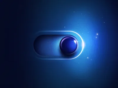 Switch button dark design glows interface light on particles switch ui