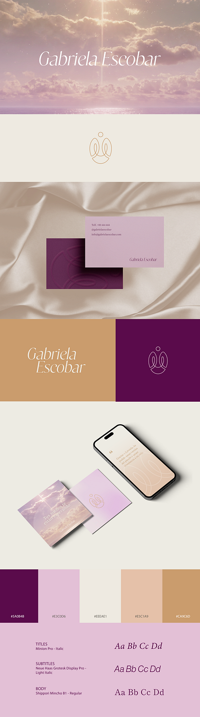 Gabriela Escobar - Branding & Visual Identity angel branding elegant logo therapist visual identity