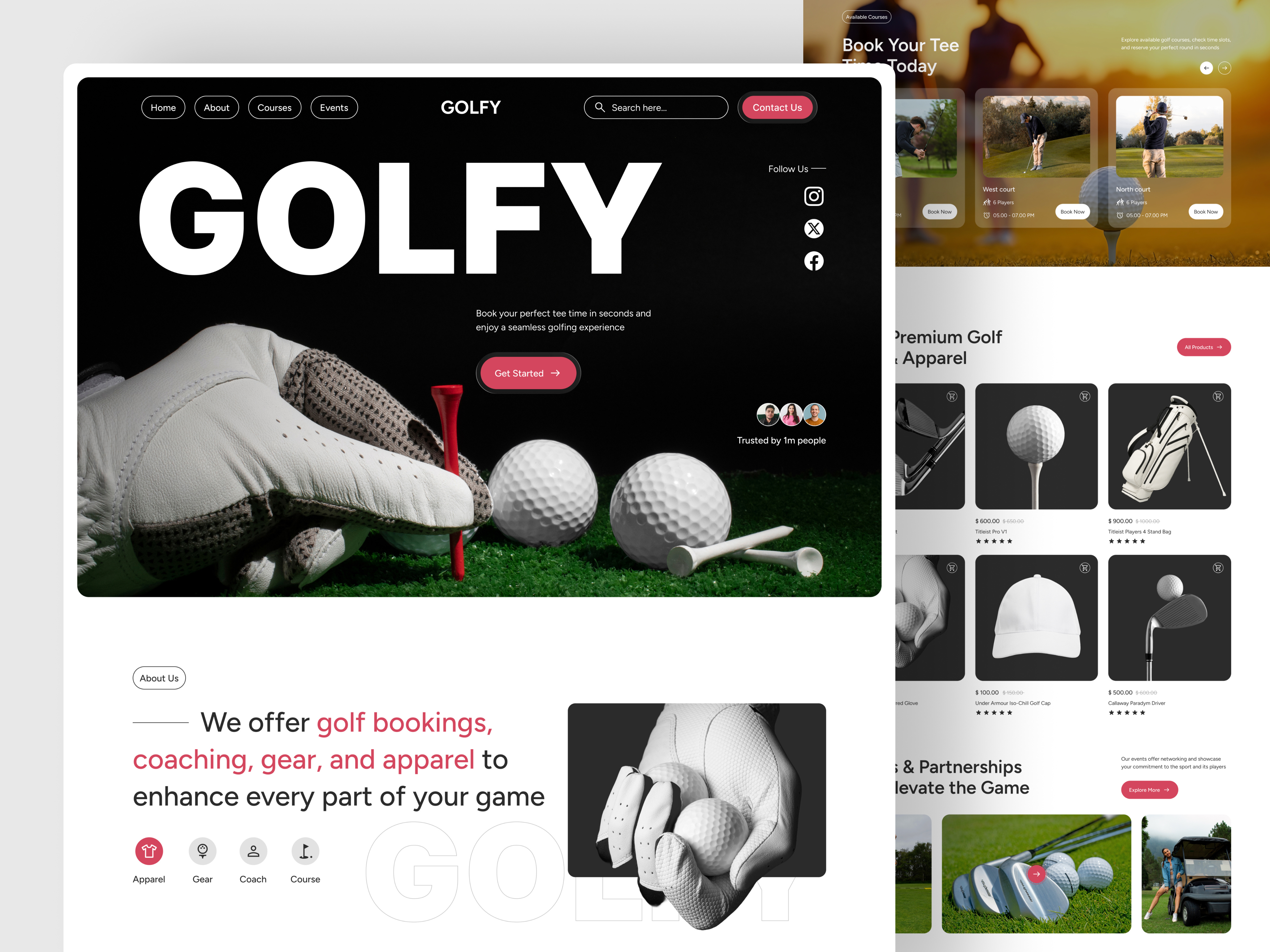 Golf Course Booking Landing Page athlete club courses field golf golf academy golf club website golf course landing page golf landing page golf product landing page golf website landing page personal trainer sport ui design sport website sports tennis website training center web design website design