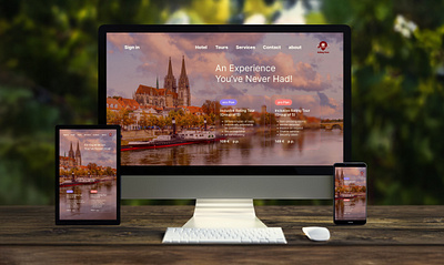 Travel Agency Landing Page – Responsive Glassmorphism Design booking figma glass logo reisebüro responsive ui uidesign