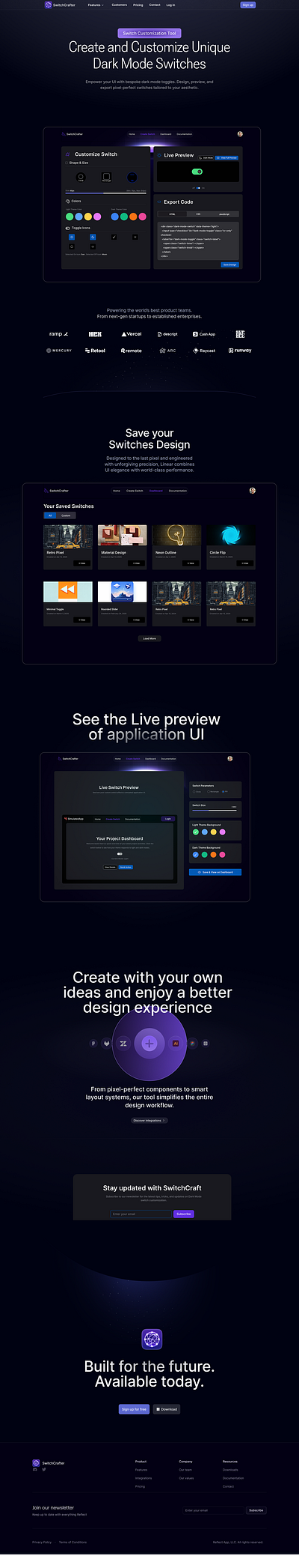 Custom Toggle Design Tool customizetool darkmoodswitch tool ui ux website