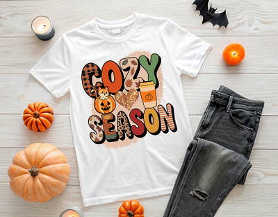 "Cozy Season" – Fall/Autumn T-Shirt Design Collection for Print autumnvibes cozyseason cozyvibes dribbbleweeklywarmup etsyshirt fallfashion falltshirt graphictee handlettering illustration kawaiiart merchdesign mockupdesign poddesign printondemand pumpkinspice shirtseller tshirtdesign ui vectorart