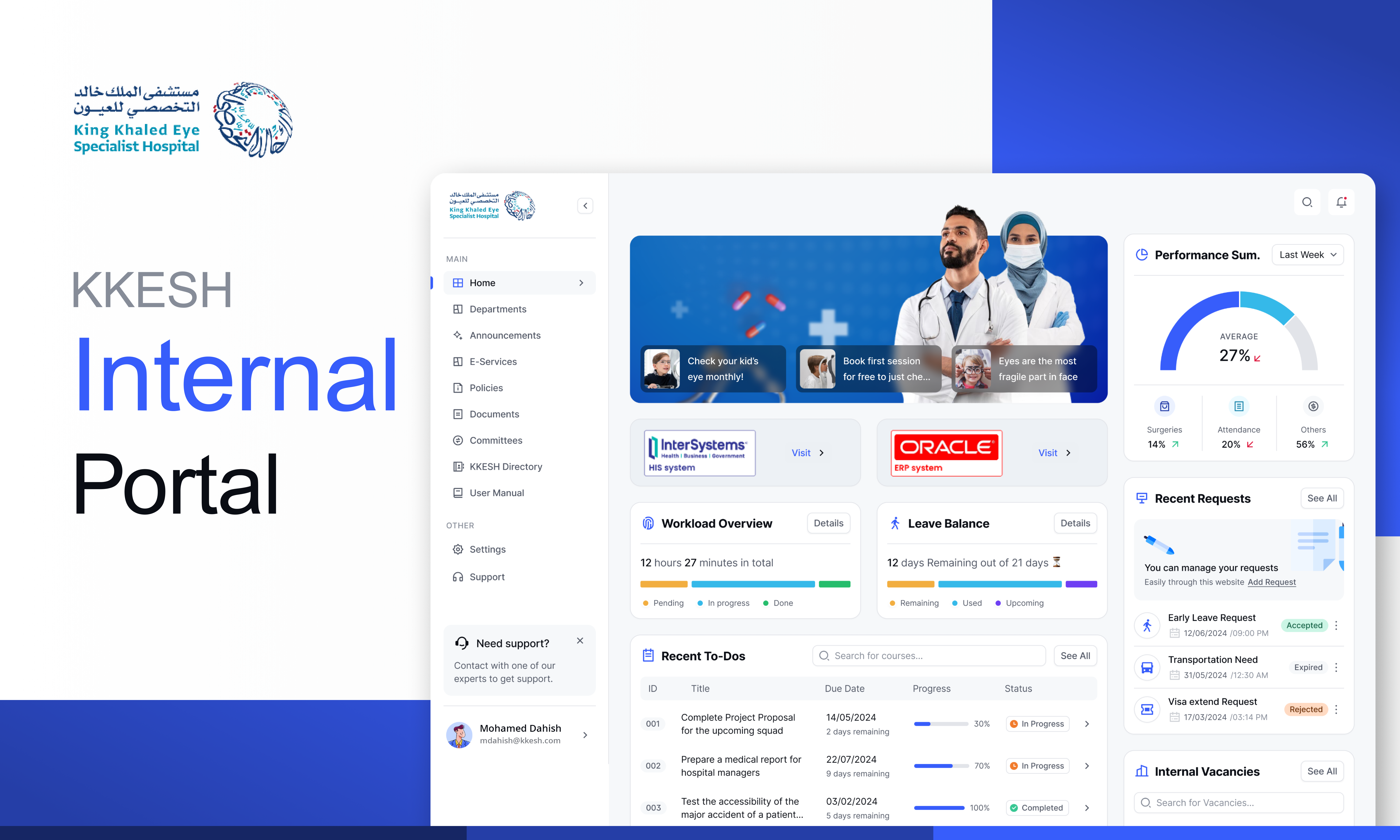 Intranet Portal – King Khaled Eye Hospital dahish portal ui ux web