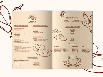 Tierra Azteca | Mexican Restaurant | Menu Design adobe illustrator adobe indesign adobe photoshop brand brand designer branding designer graphic desiger graphic design illustration illustrations layout design logo logo designer logo suite menu menu design print print designer